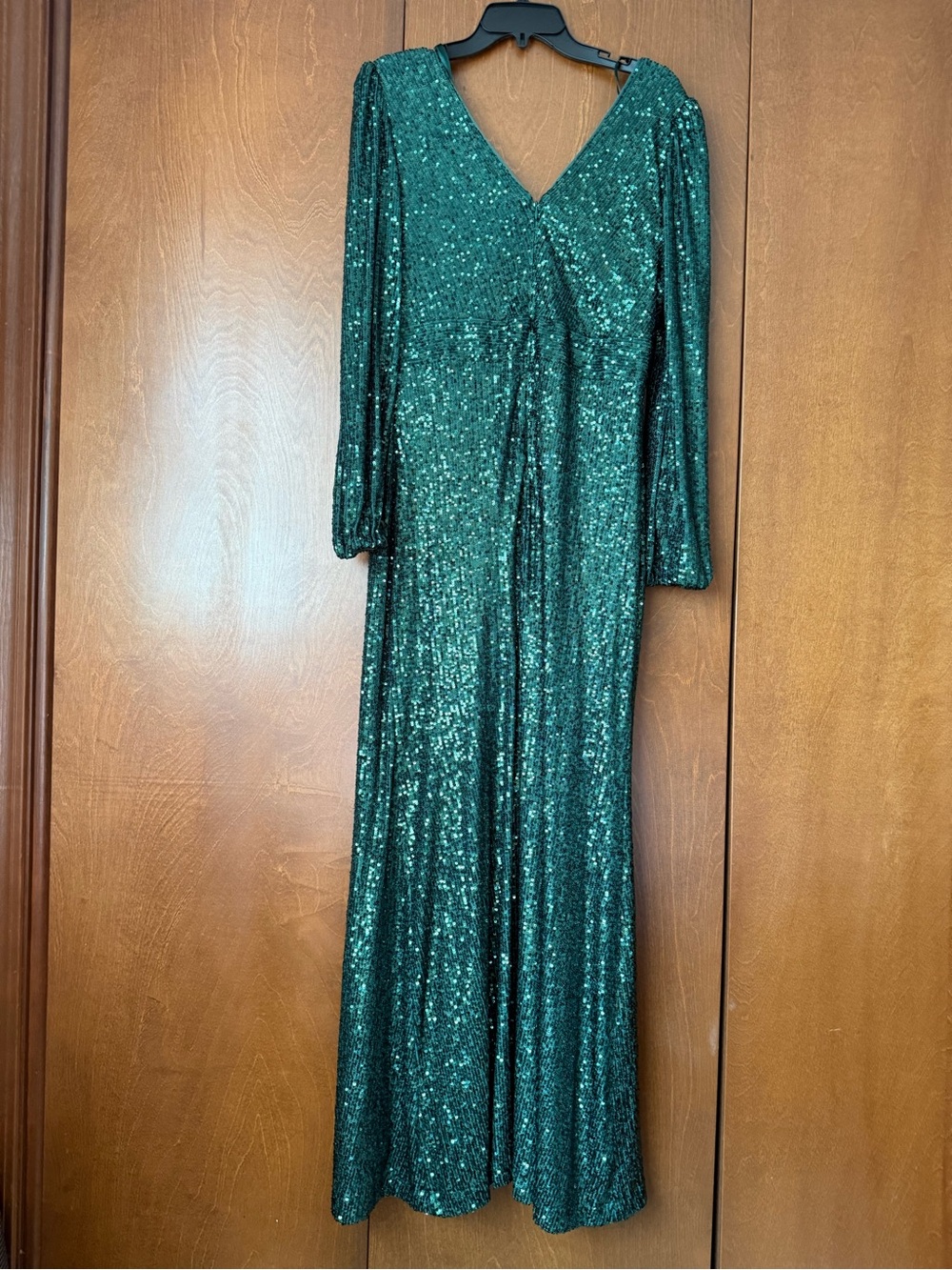 Xscape Green Sequin V Neck Dress NWT Macy’s Buy 14P Ret $179 - Picture 6 of 12